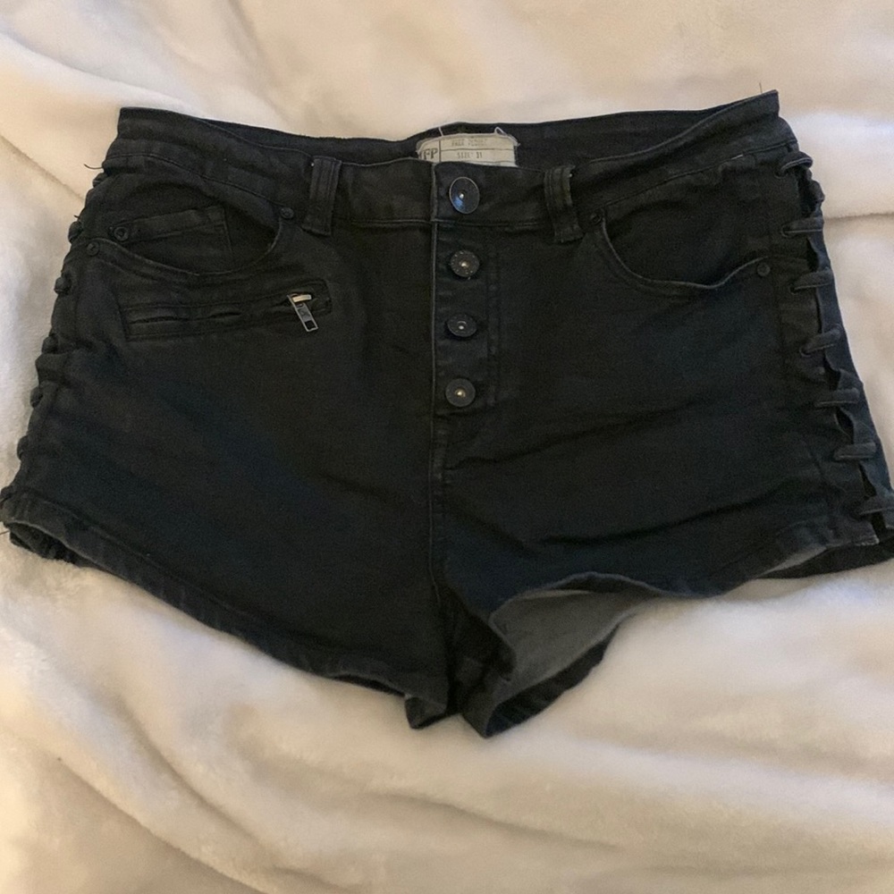 Black Women's Button-Front Denim Shorts